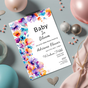 Baby Shower Invitation | Boho Baby Shower Invite With Editable Template & Matching Cards Bundle