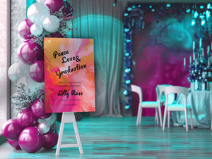 Groovy Retro Graduation Welcome Sign: Hot Pink & Orange Poster (Editable)