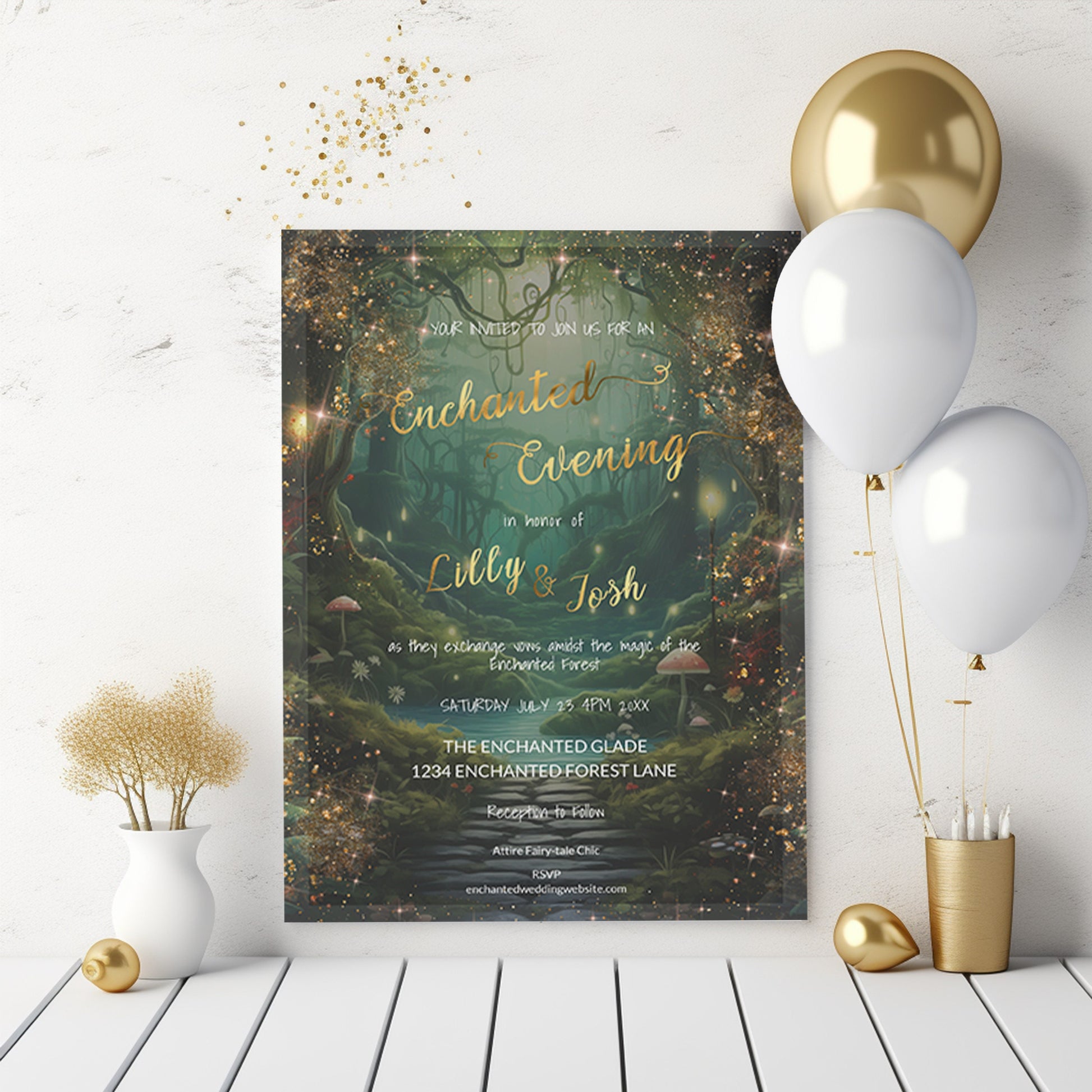 Enchanted Forest Wedding Invitation – Editable Rustic Fairytale Garden Invite Template