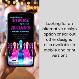 Mobile Bowling Birthday Invitation: Editable Smartphone Template (Bonus Thank You)