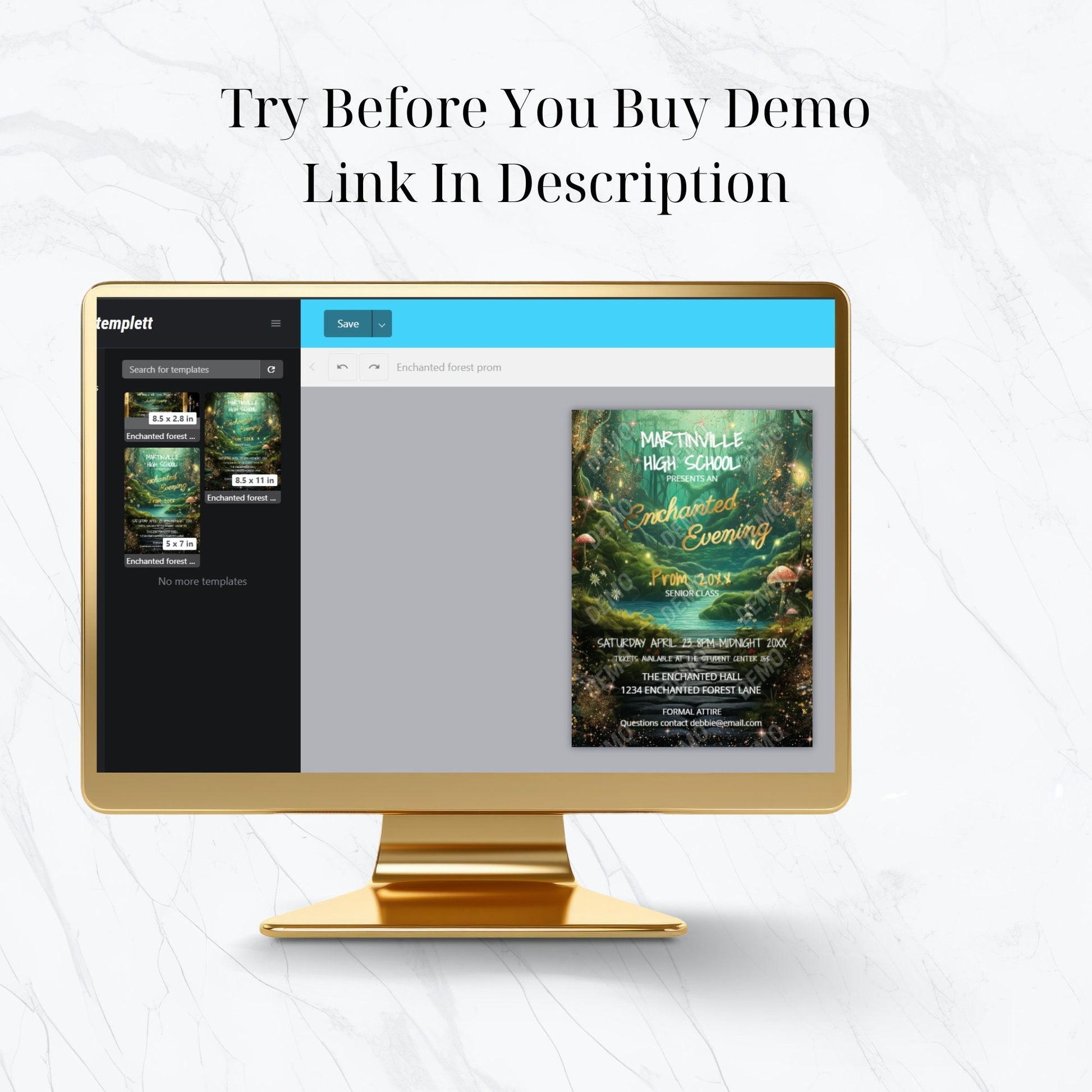 Editable Watercolor Enchanted Forest Prom Bundle | Invitation, Flyer & Ticket Set