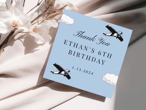 Airplane Thank You Card | Editable Vintage Pilot Party Template