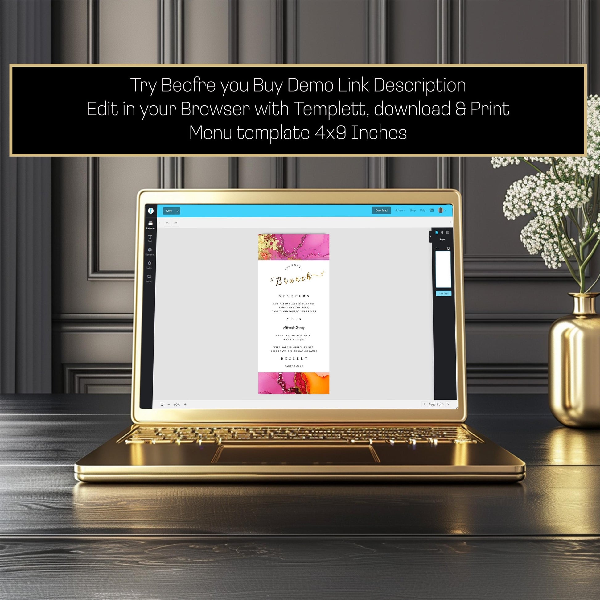 Hot Pink & Orange Brunch Menu Template – Editable Party Design | Fiesta Theme