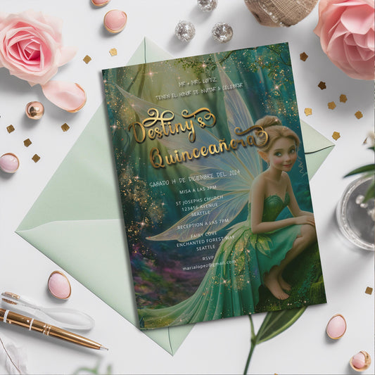 Enchanted Forest Quinceañera Invitation – Fairytale Editable Template