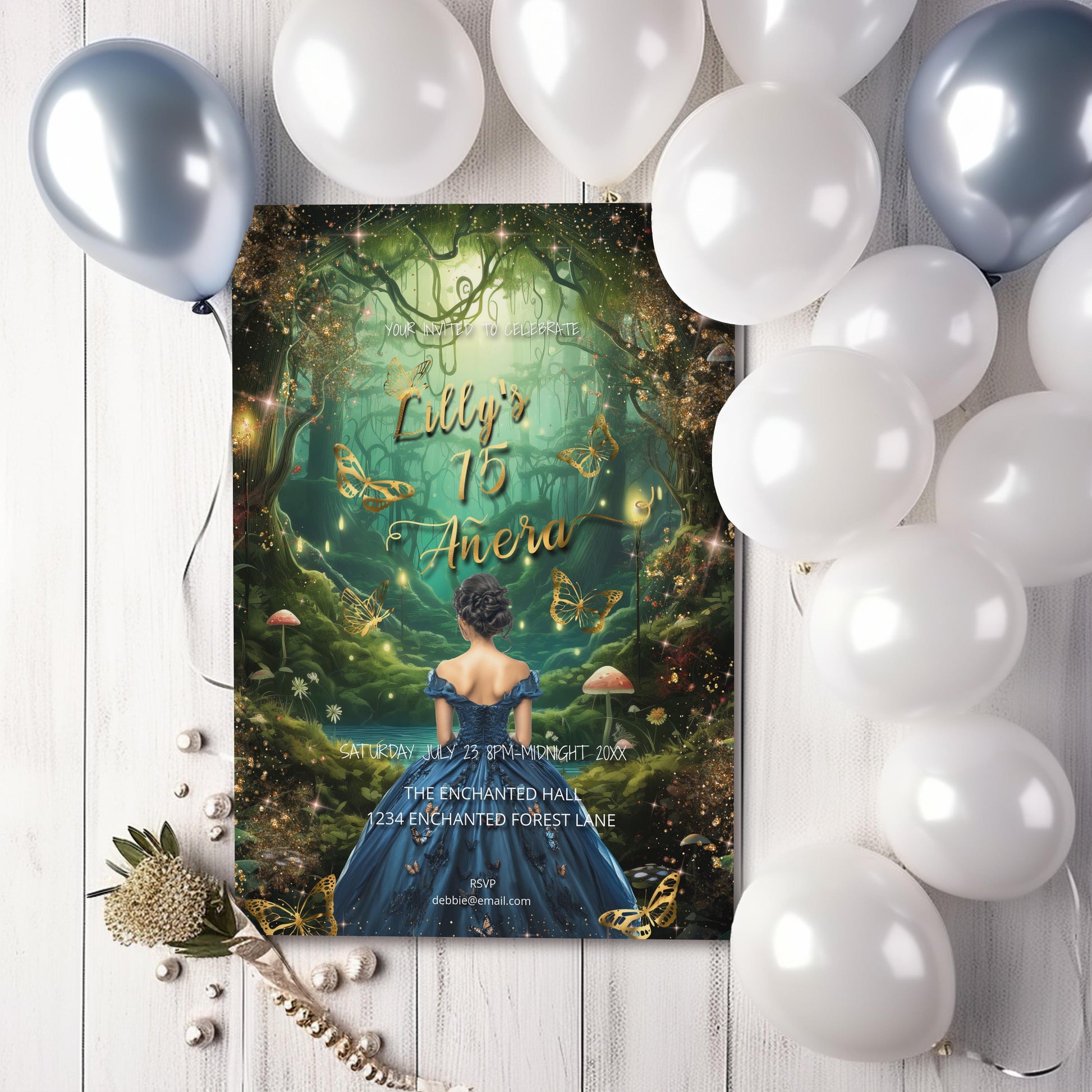 Enchanted Forest Quinceañera Invitation | Fairytale Editable Template