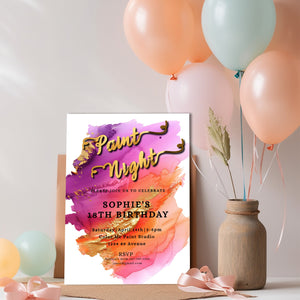 Paint Night Birthday Invitation | Editable 5x7 Template | Colorful Art Party Printable