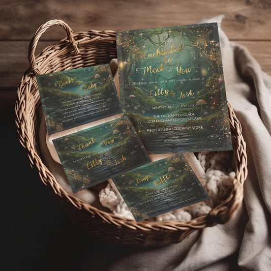 Baby Shower Invitations - Woodland Baby Shower Editable Invitation Template Bundle