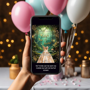 Enchanted Forest Quinceañera Invitation | Fairytale Garden 5x7 Editable Template | Magical Digital Download