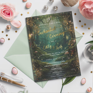 Enchanted Forest Wedding Invitation – Editable Rustic Fairytale Garden Invite Template