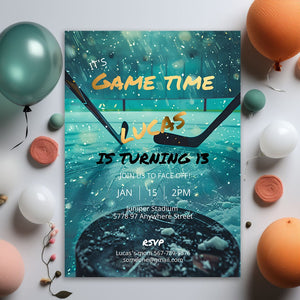 Hockey Birthday Invitation | Editable 5x7 Sports Party Template | Digital Download