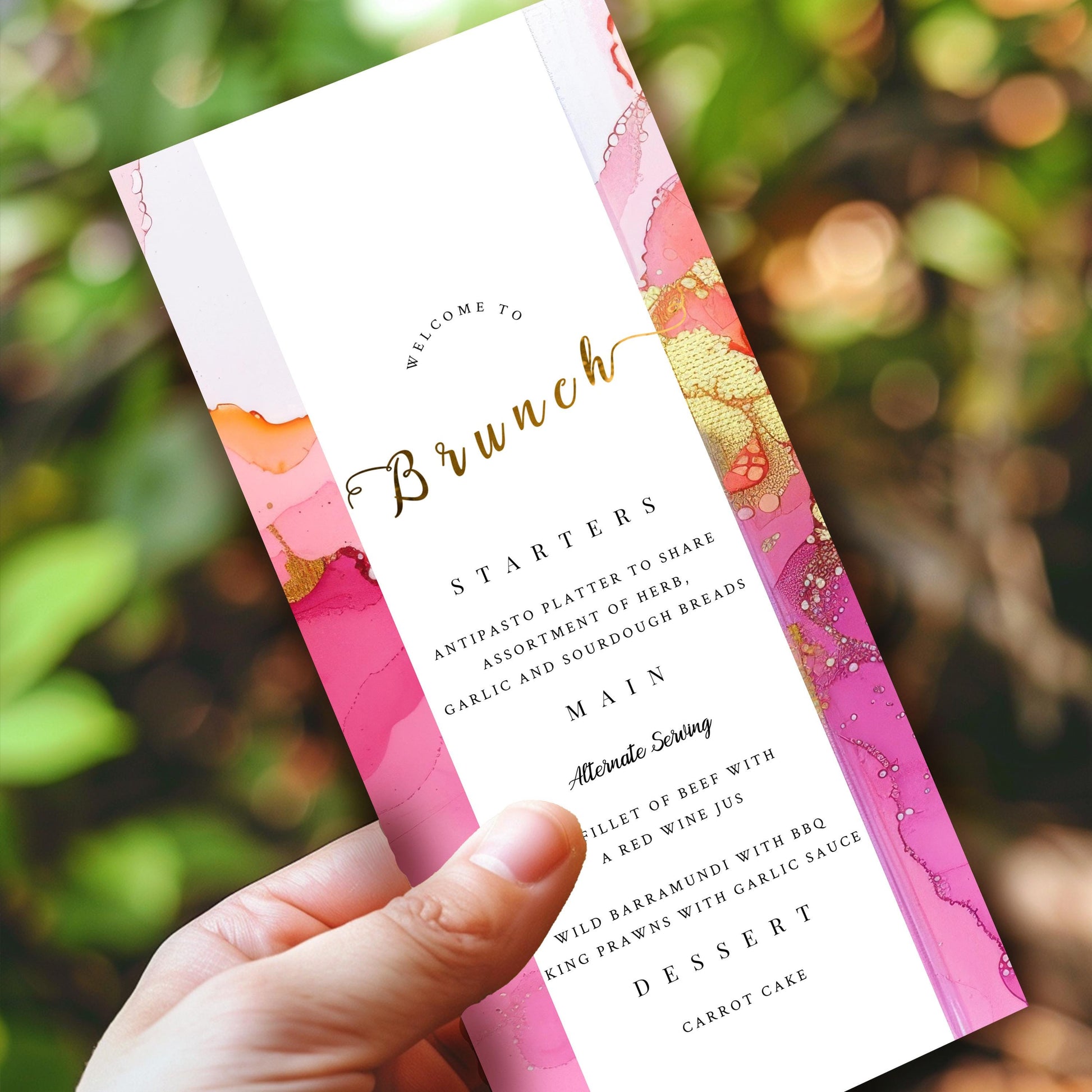 Hot Pink & Orange Brunch Menu Template – Editable Party Design | Fiesta Theme
