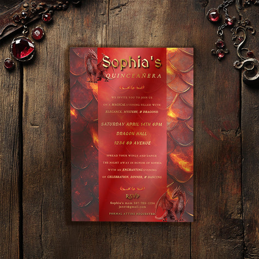 Red Dragon Birthday Invitation | Editable Fantasy Party Template