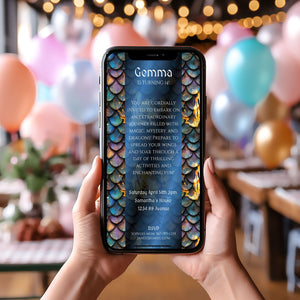 Dragon Birthday Invitation - Editable Fantasy Party Invite | Mobile E-Vite Template 1080x1920px