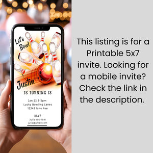 Bowling Party Invitation – Editable Kids, Teen & Adult Birthday Template
