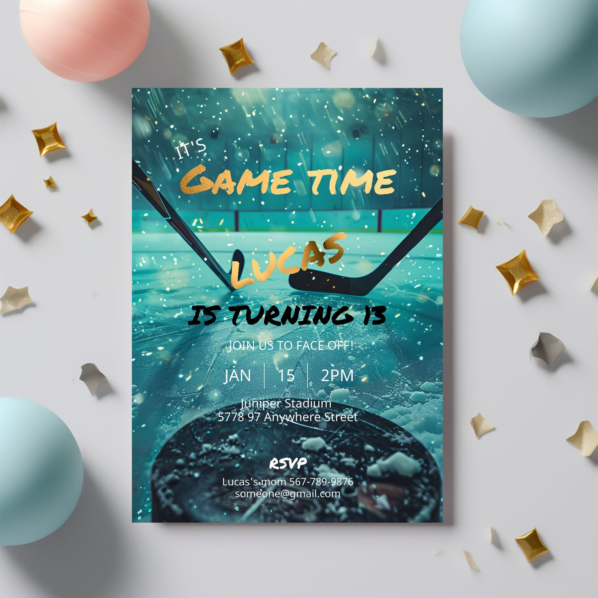 Hockey Birthday Invitation | Editable 5x7 Sports Party Template | Digital Download