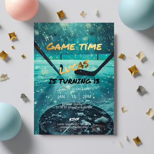 Hockey Birthday Invitation | Editable 5x7 Sports Party Template | Digital Download