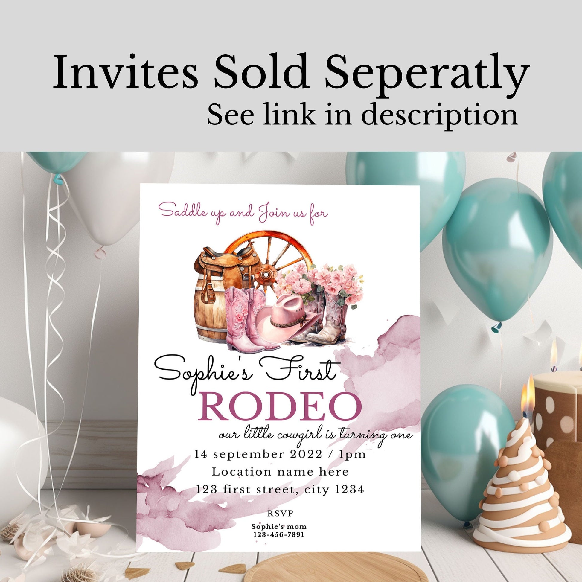 Editable 1st Rodeo Cowgirl Birthday Bundle | Welcome Sign & Milestone Board Templates