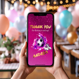 Pink Soccer Birthday Mobile Invite Template: Teen/Kids (Digital)