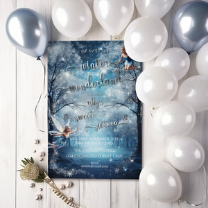 Winter Wonderland Sweet 16 Invitation | Enchanted Forest Editable Template