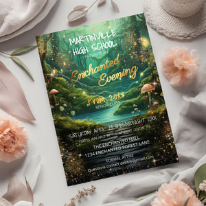 Enchanted Forest Prom Invitation – Editable High School Dance Template