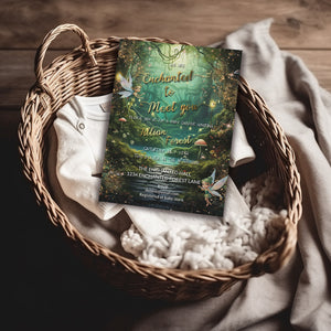 Enchanted to Meet You Baby Shower Invitation – Enchanted Forest Editable Template