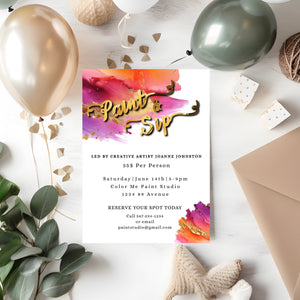 Paint & Sip Invitation – Elegant Art Party Editable Template