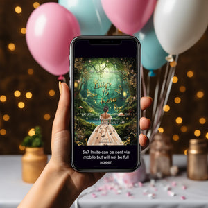 Enchanted Forest Quinceañera Invitation | Magical Butterfly Theme | Editable 5x7 Template | Digital Download