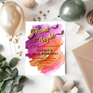 Paint Night Birthday Invitation | Editable 5x7 Template | Colorful Art Party Printable