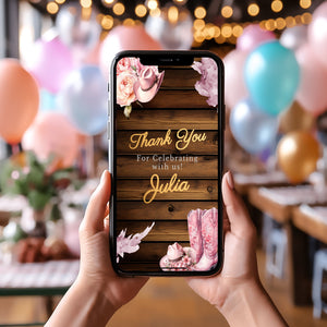 Pink Cowgirl Birthday Invitation: Rustic Western Mobile Invite