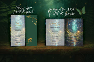 Enchanted Forest Wedding Program and Menu Template Set | Fairytale Woodland Editable Digital Stationery Bundle