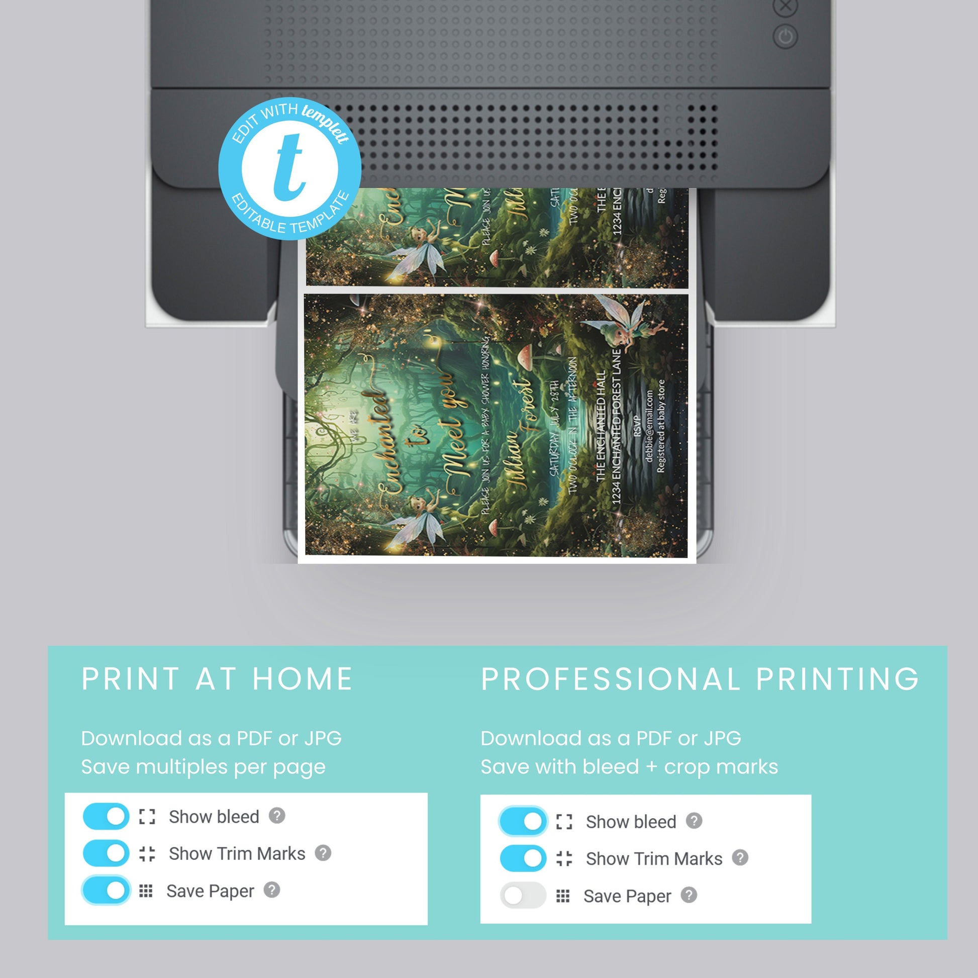 Enchanted to Meet You Baby Shower Invitation – Enchanted Forest Editable Template