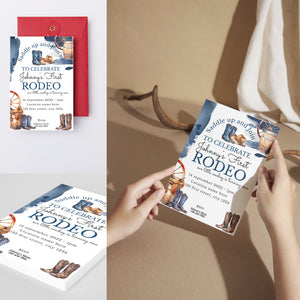 1st Rodeo Birthday Invitation Template: Western Cowboy Party (Digital Download)