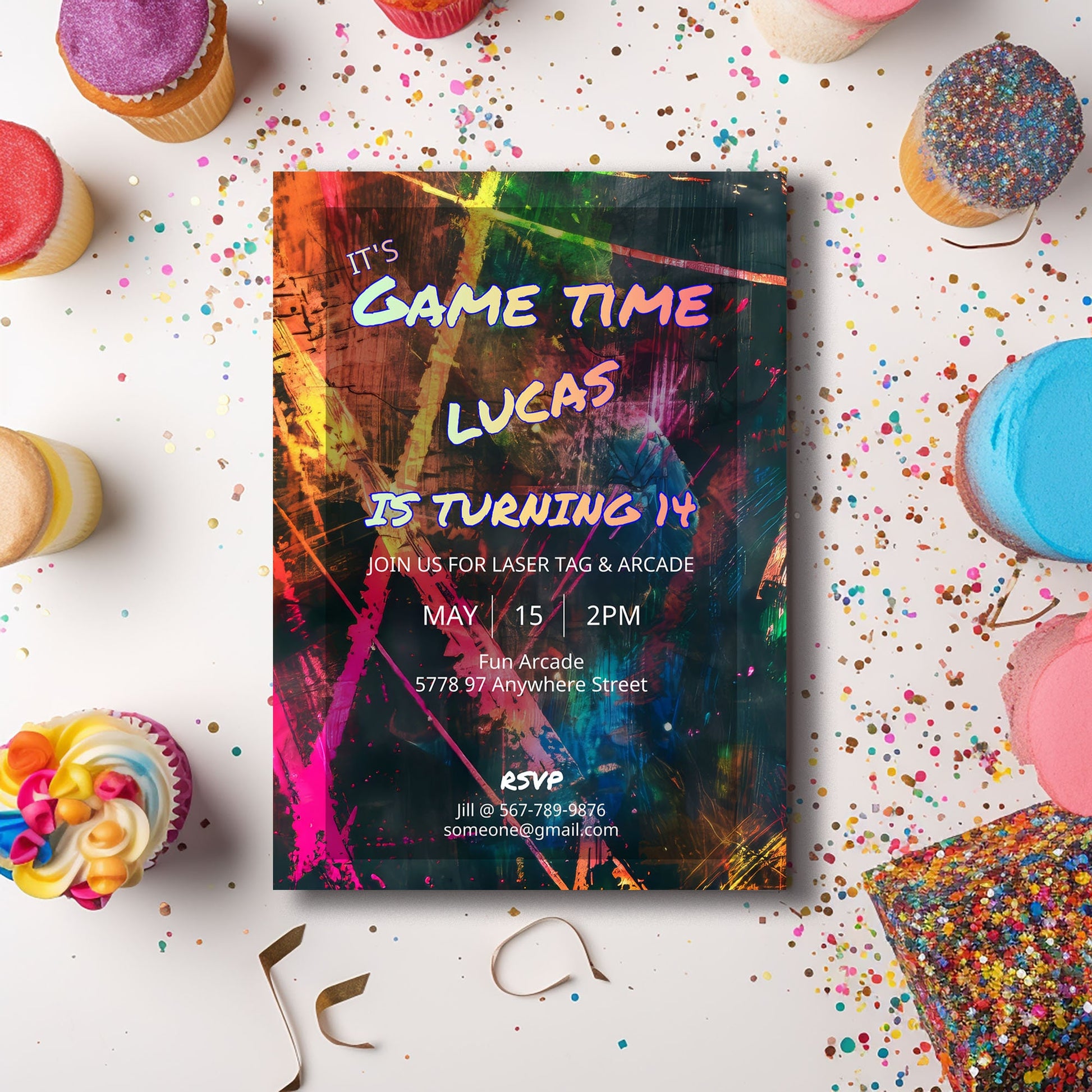 Arcade and Laser Tag party Invitation-Editable Template-Evite-Printable - Kids party-Teenage Party-Neon Party-Glow Arcade