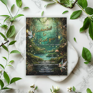 Enchanted to Meet You Baby Shower Invitation – Enchanted Forest Editable Template