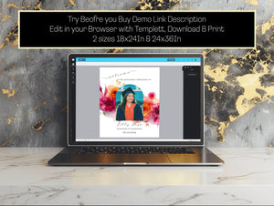 Pink Orange Graduation Welcome sign-High School Grad-College Graduation-University Grad Poster-Class of 2024-Editable Photo Arch-Florals