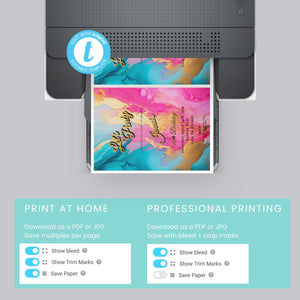 Hot Pink, Teal & Gold Birthday Editable Invitation 5x7in -brunch invite-Editable, Printable - style