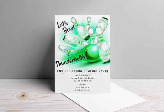 Bowling Party Invitation | Editable 5x7 Template | Printable Birthday & Event Invite