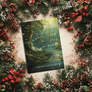 Enchanted Forest Christmas Party Invitation – Elegant Holiday Editable Template
