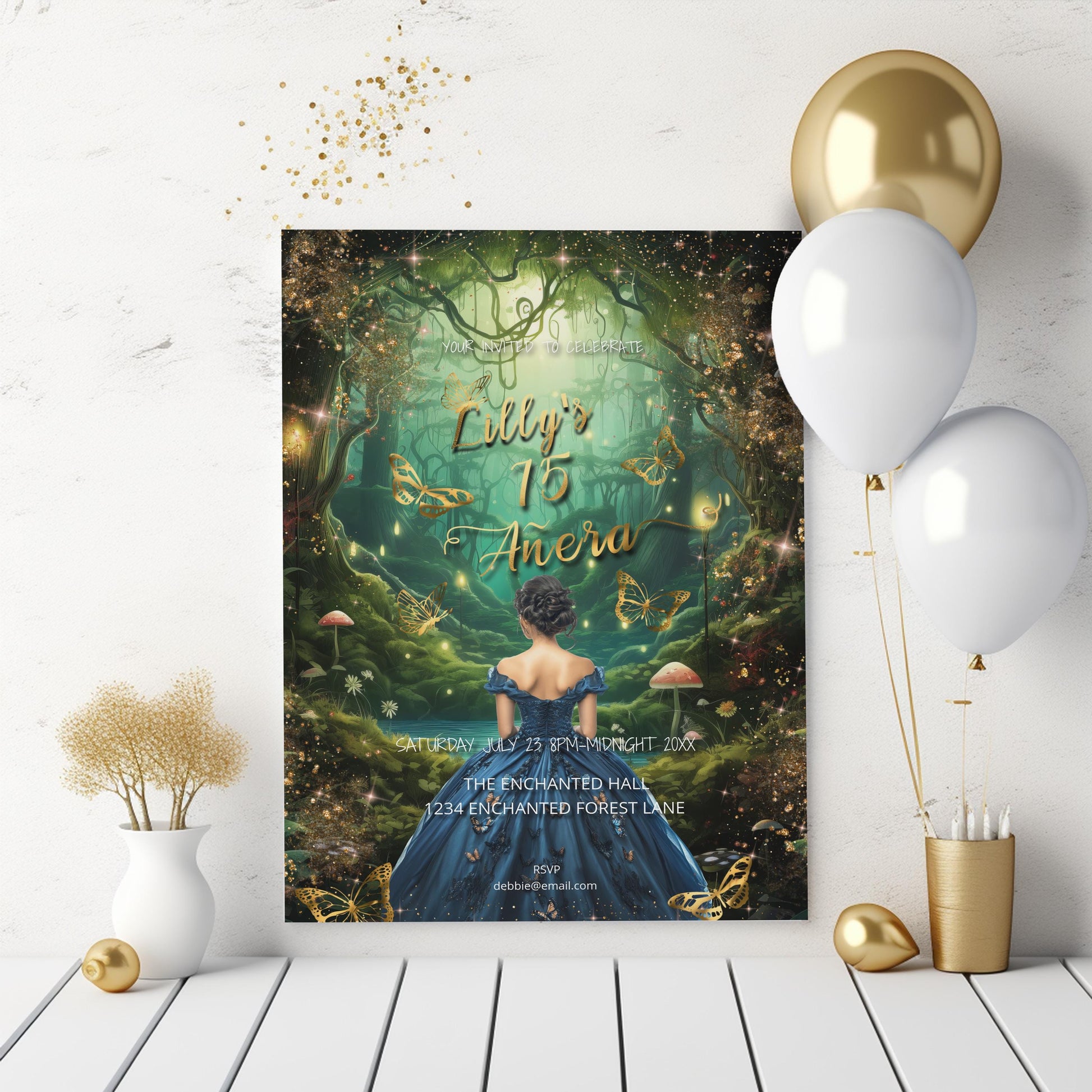 Enchanted Forest Quinceañera Invitation | Fairytale Editable Template