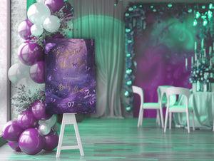 Enchanted Forest Baby Shower Welcome Sign – Purple Butterfly Editable Template