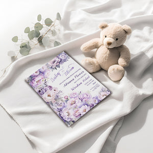Lavender Floral Baby Shower Invitation: Editable Template (Digital Download)