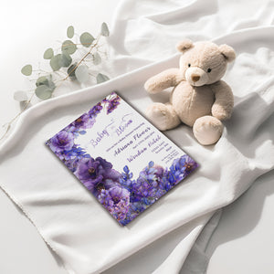 Purple Floral Baby Shower Invitation – Editable Digital Template