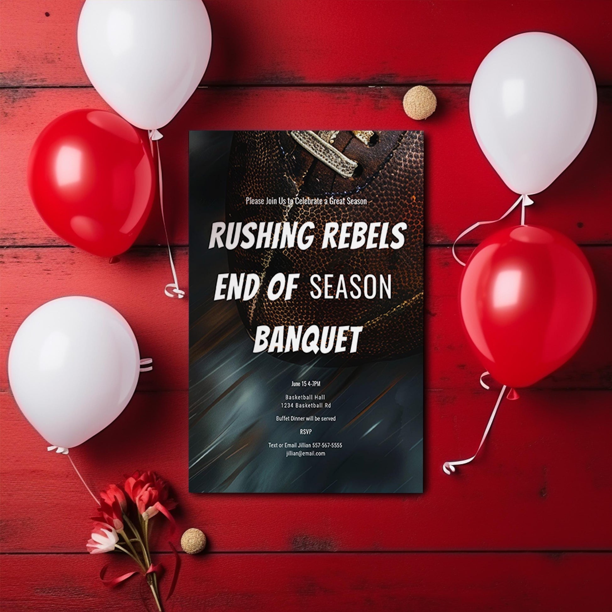 End of Season Sports Banquet Invitation – Editable Football Team Party Template