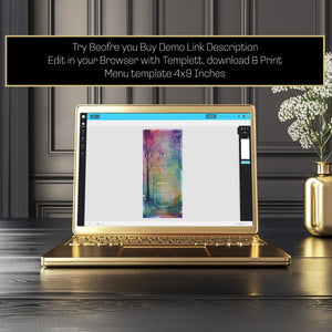 Editable Enchanted Forest Wedding Menu Card | Fairytale Garden Template 4x9in