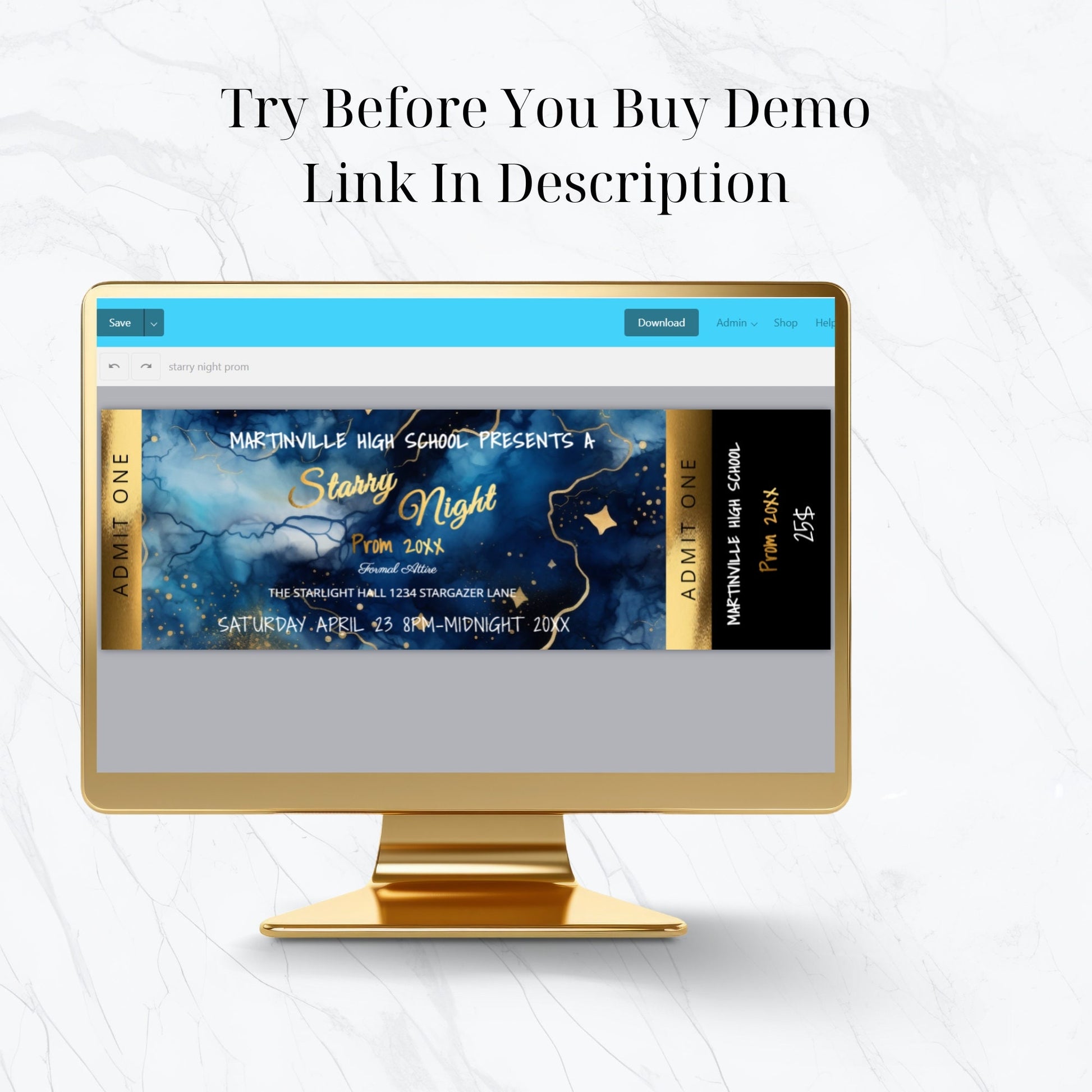 Starry Night Prom Invitation, Flyer & Ticket Bundle | Editable Event Templates | Digital Download