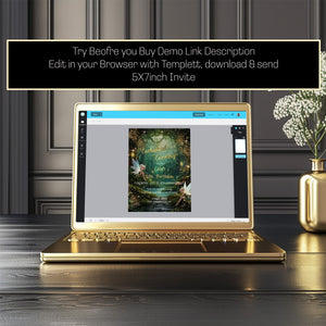 Emerald Green Enchanted Forest Sweet 16 Invitation – Fairytale Editable Template