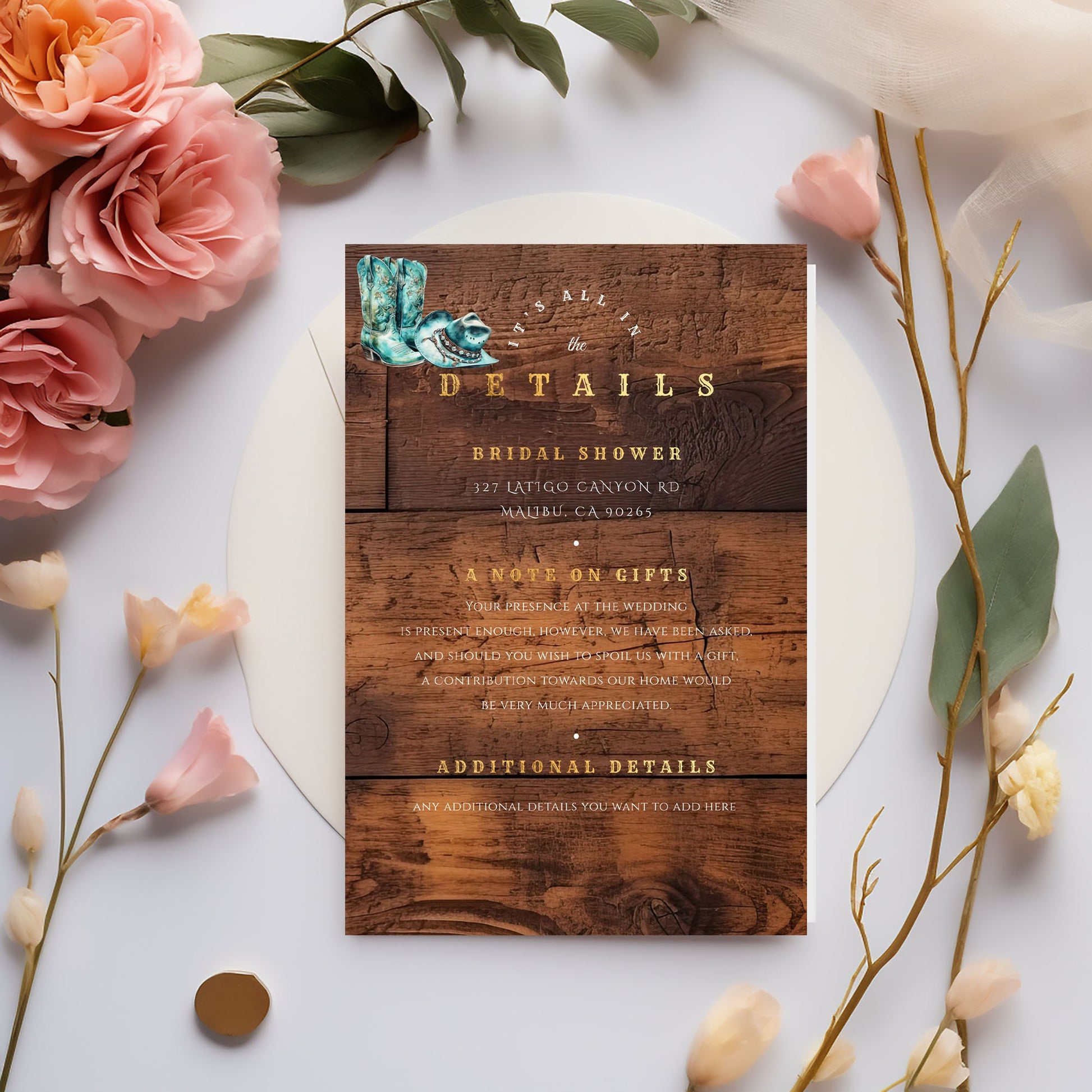 Turquoise Cowgirl Birthday Invitation Bundle | Rustic Western Editable Templates