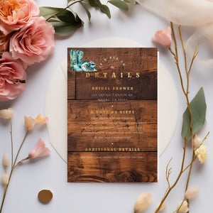 Turquoise Cowgirl Birthday Invitation Bundle | Rustic Western Editable Templates