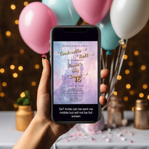 Cinderella Sweet 16 Invitation – Princess Fairytale Editable Template