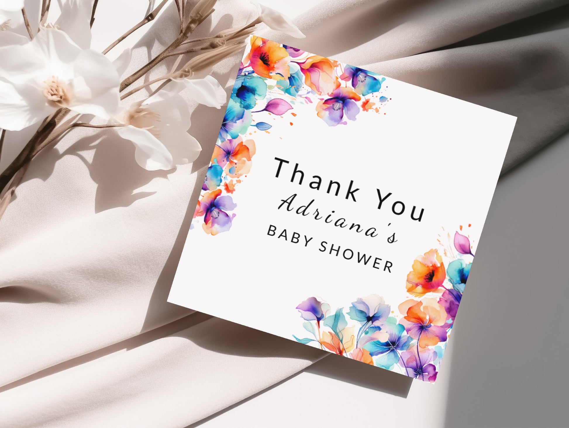 Baby Shower Invitation | Boho Baby Shower Invite With Editable Template & Matching Cards Bundle